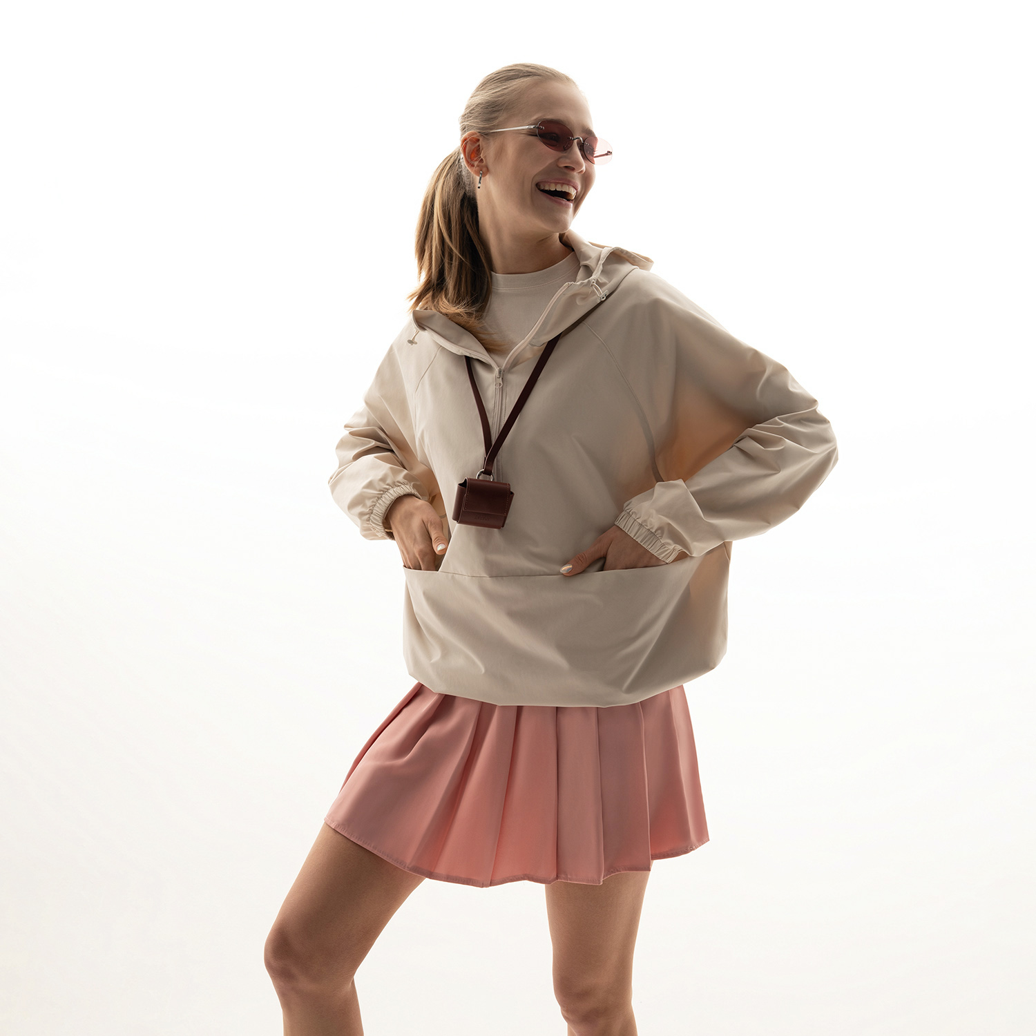 Ветровка (анорак) оверсайз унисекс RISSMAN, бежевая-10