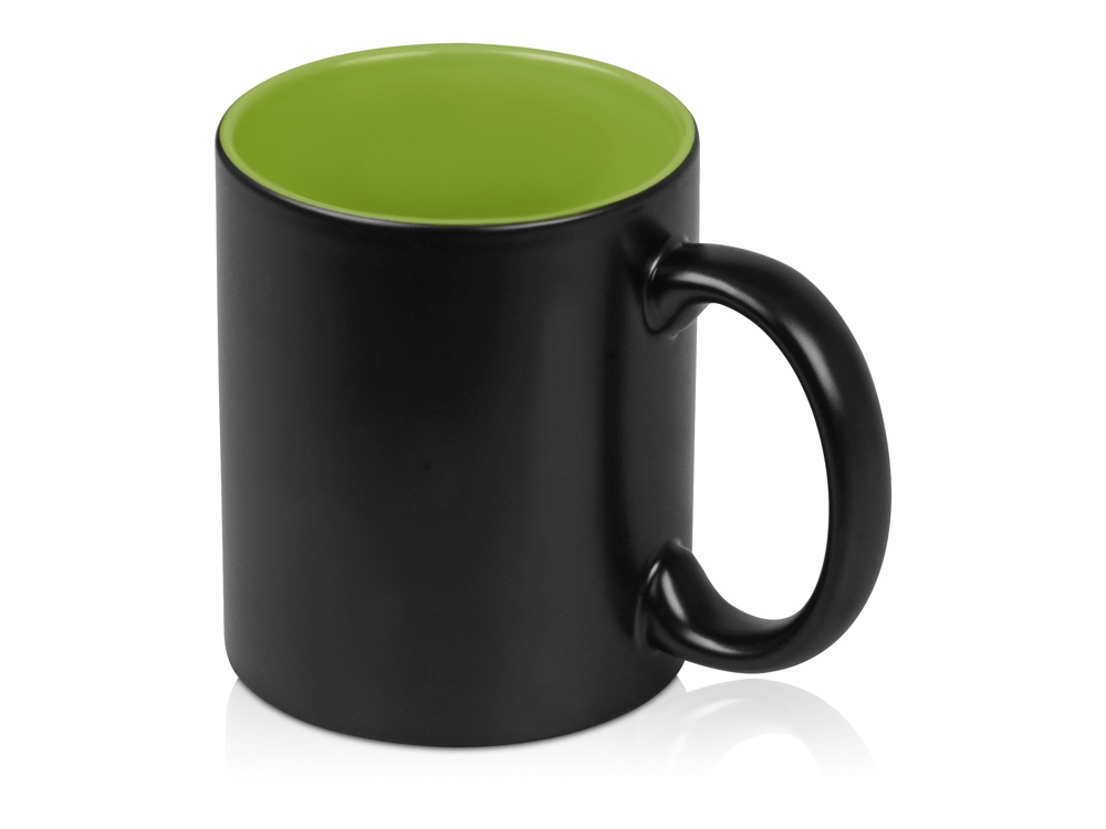 Кружка с покрытием для гравировки Subcolor BLK, черный/зеленое яблоко-1