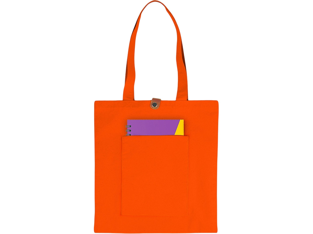 Сумка Clip из хлопка 340 г/м2 с застежкой из экокожи, оранжевый-2