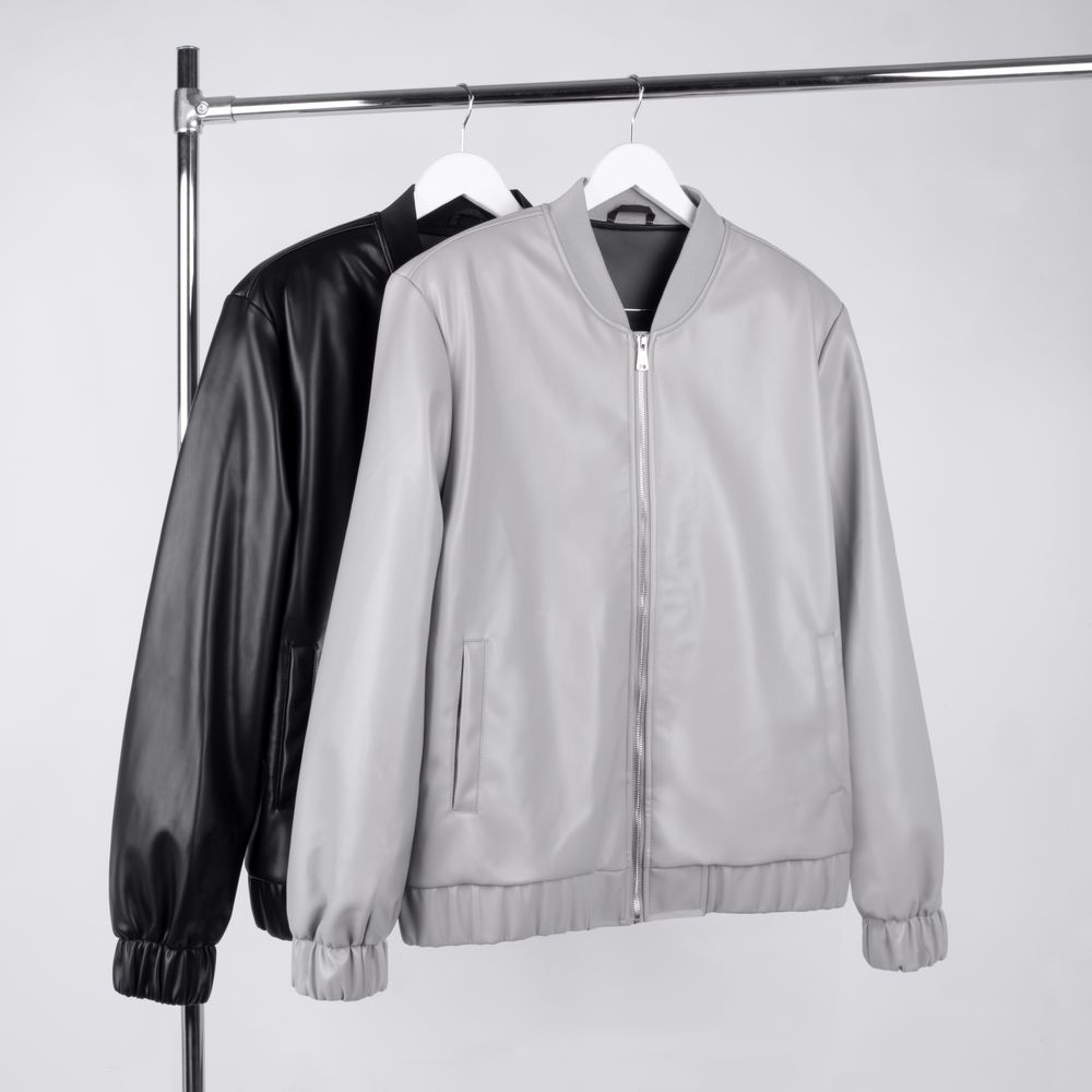Бомбер из искусственной кожи Univer, серый-4
