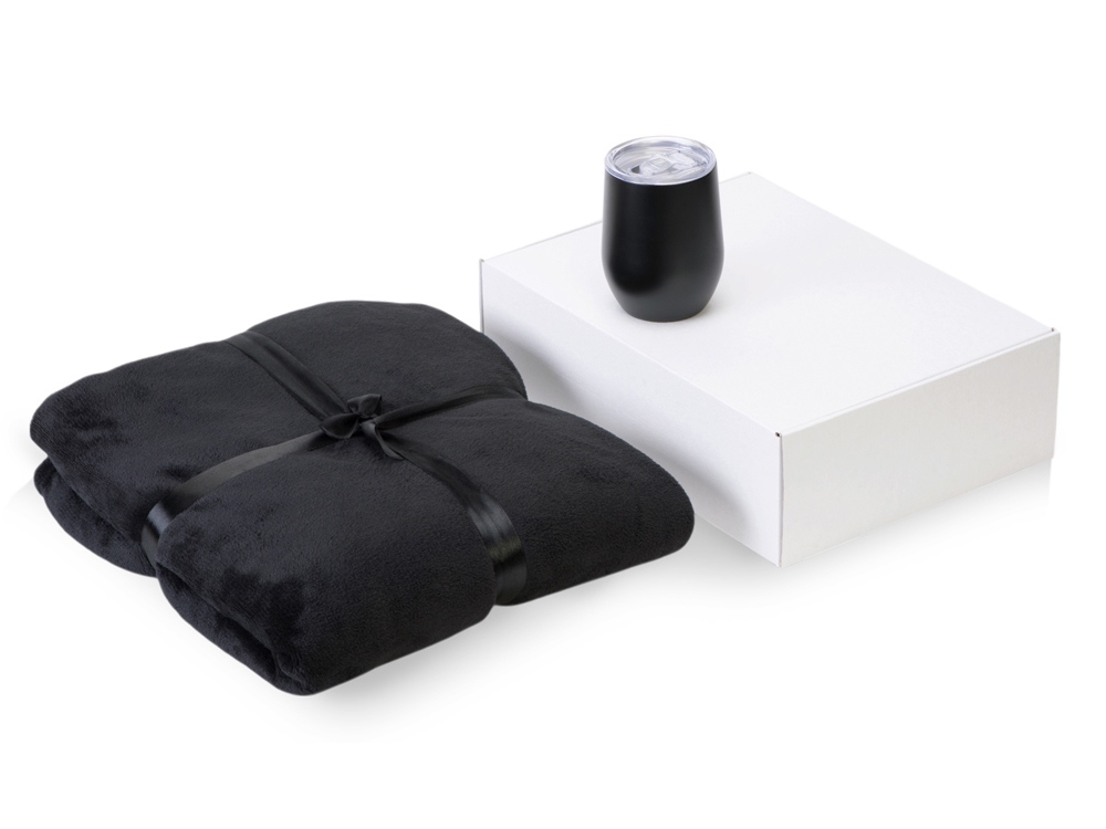 Подарочный набор Dreamy hygge 2.0 с пледом и термокружкой, черный-0