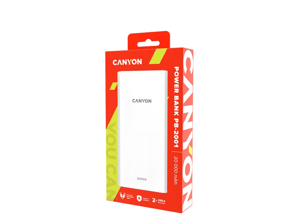 Портативный аккумулятор Canyon PB-2001 (CNE-CPB2001W), белый-4