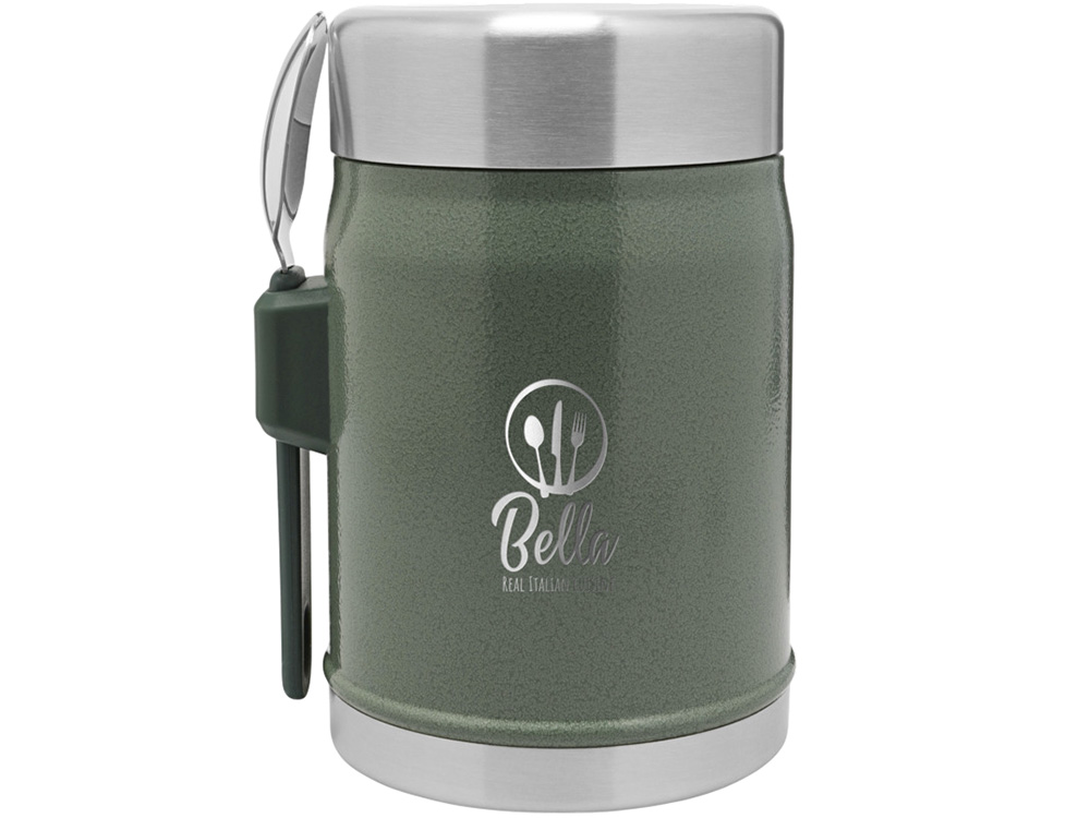 Банка для еды объемом 400 мл с ложкой-вилкой Stanley Legendary - Зеленый лесной-4