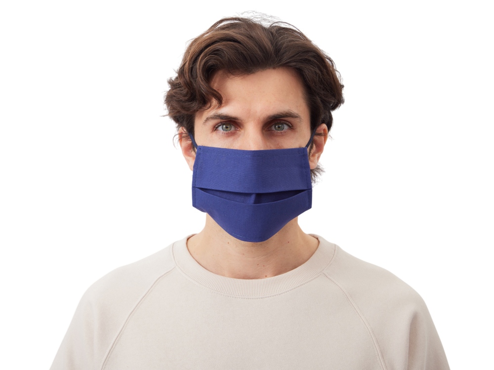 Маска для лица многоразовая из хлопка, синий-1