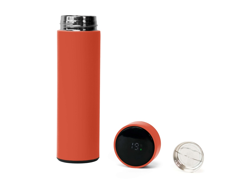 Термос FAMILY MARK LED, soft touch (Оранжевый)-0