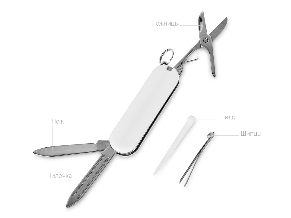 Мультитул-брелок 5-в-1 Pinny, белый-1