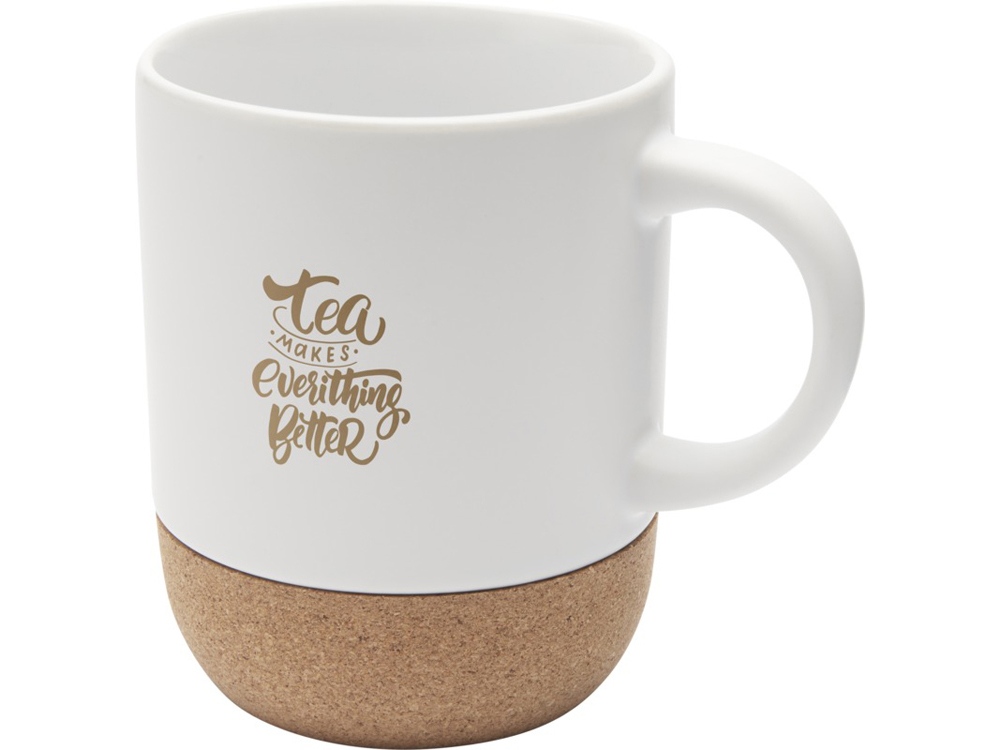 Billie керамическая кружка объемом 300 мл с пробковыми деталями и матовой отделкой, белый-3