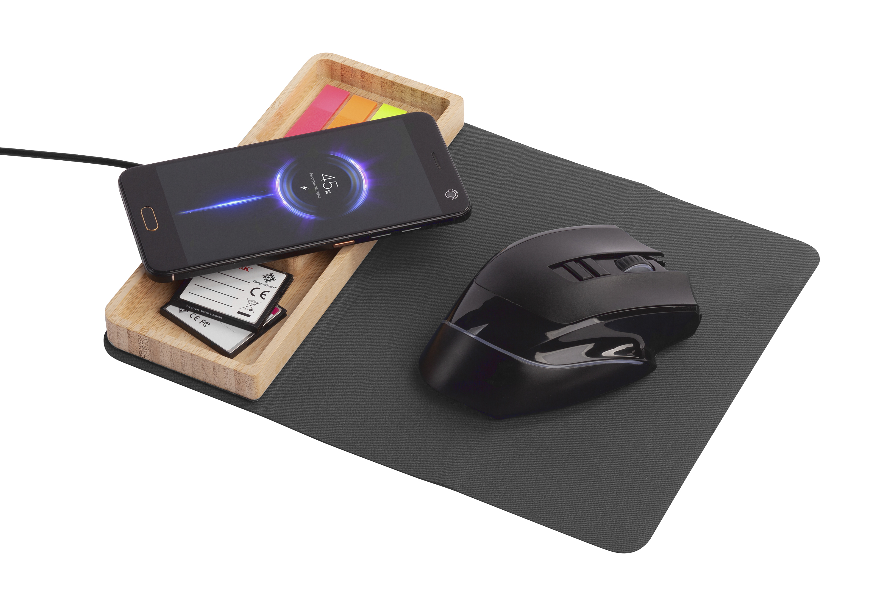 Коврик-трансформер с органайзером на магнитах с беспроводным (15W) ЗУ с подсветкой логотипа-2