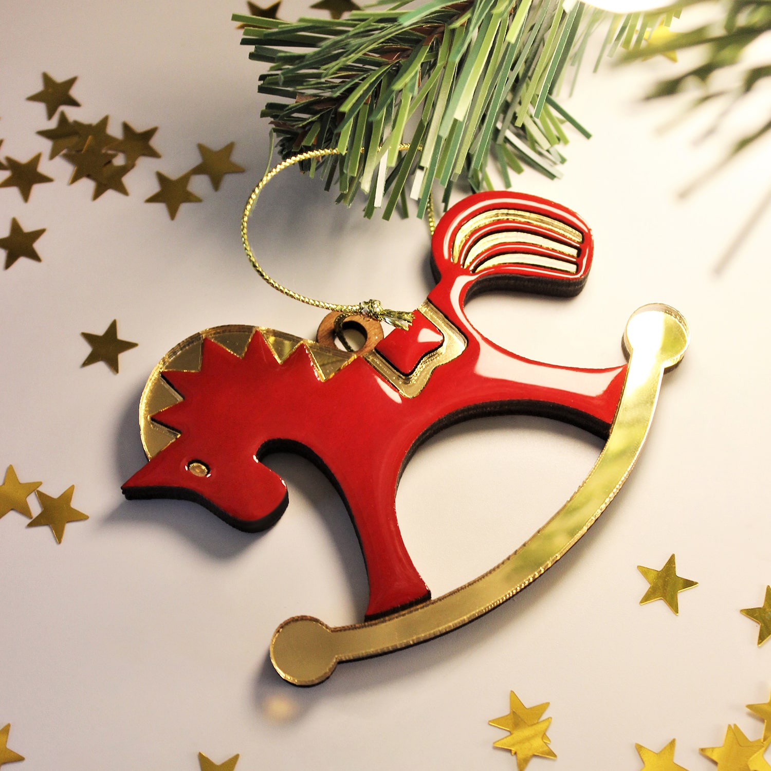 Ёлочная игрушка Лошадка (красный)-4