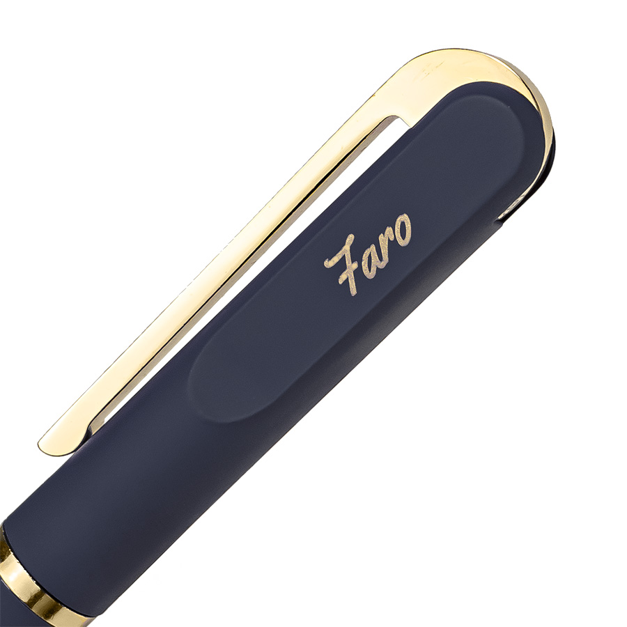 Ручка шариковая FARO, покрытие soft touch, синий, золотистый-6