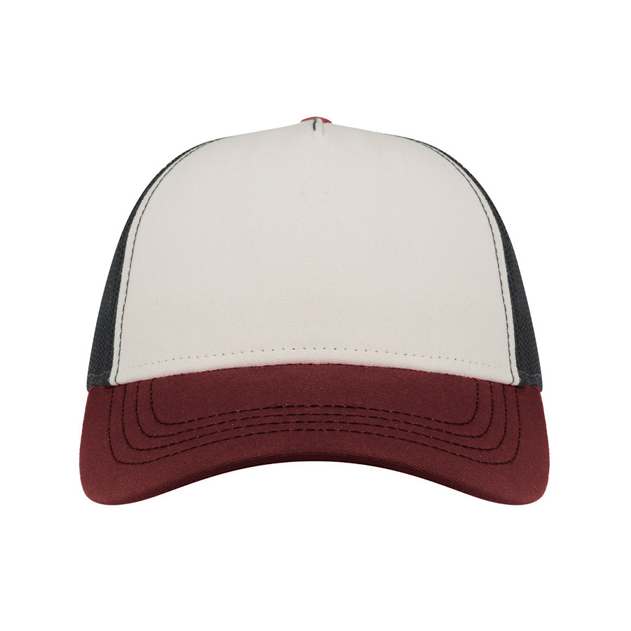 Бейсболка RAPPER CANVAS-S, 5 клиньев, пластиковая застёжка, белый, бордовый, чёрный-1