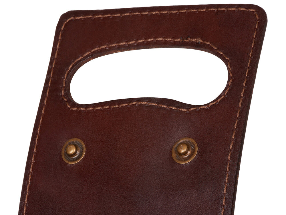 Набор: фартук из натуральной кожи в тубусе, черный с рыжими ремнями-10