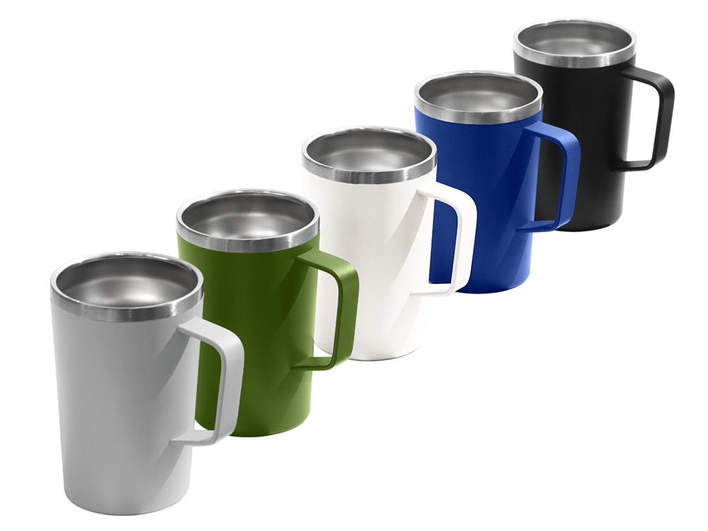 Стальная кружка с двойными стенками и порошковым покрытием Tibet, нейви-4