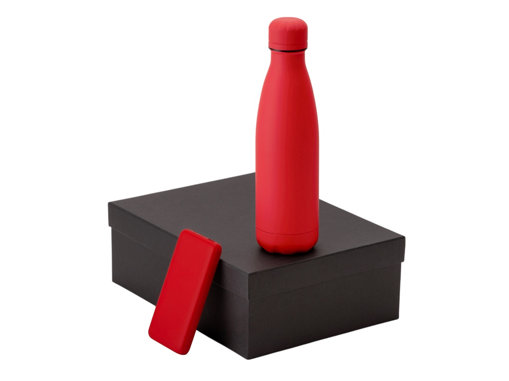 Подарочный набор с термобутылкой и повербанком С2, красный-0