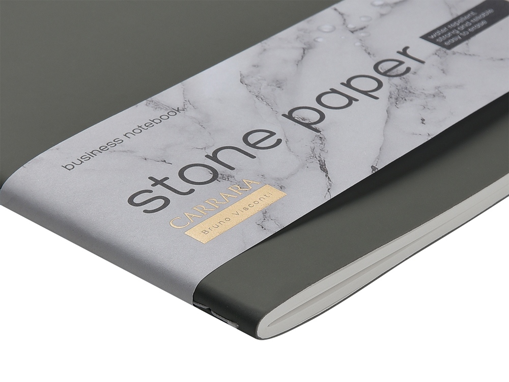 Тетрадь с каменной бумагой А5 Carrara 40 л., линейка, серый-4
