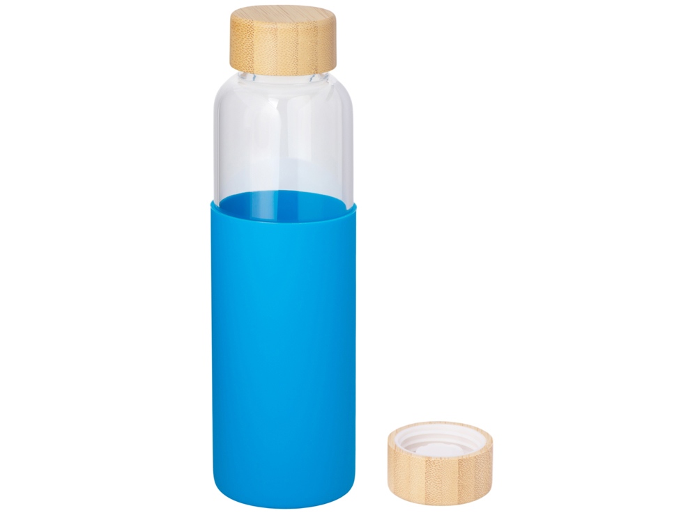 Бутылка для воды стеклянная Refine, в чехле, 550 мл, голубой-1