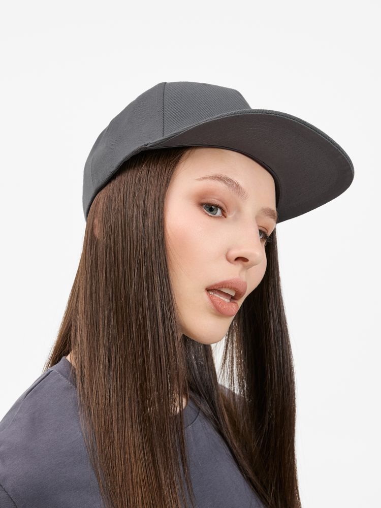 Бейсболка Epicore с прямым козырьком, серая-6