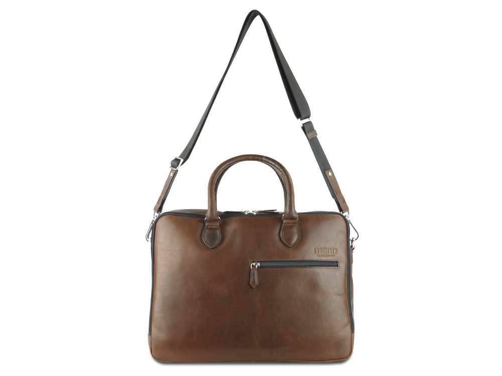 Сумка Mano Don Valentino, натуральная кожа в коричневом цвете, 41,5 х 31 х 10 см-6