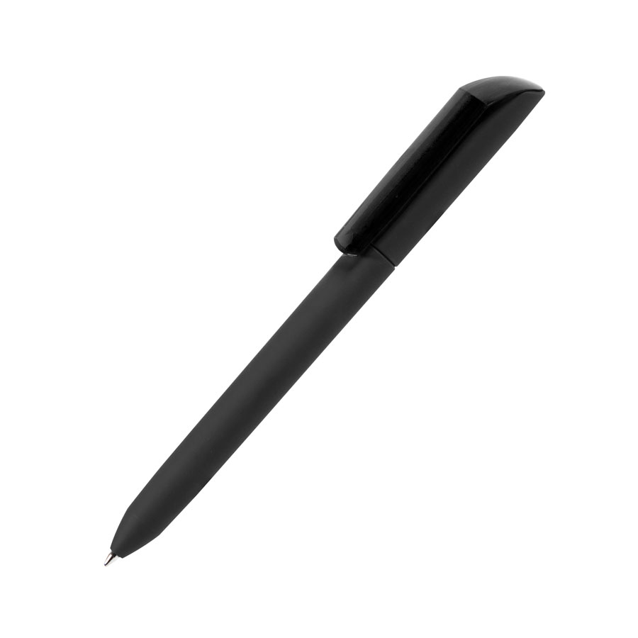 Ручка шариковая FLOW PURE c покрытием soft touch и прозрачным клипом, черный-0