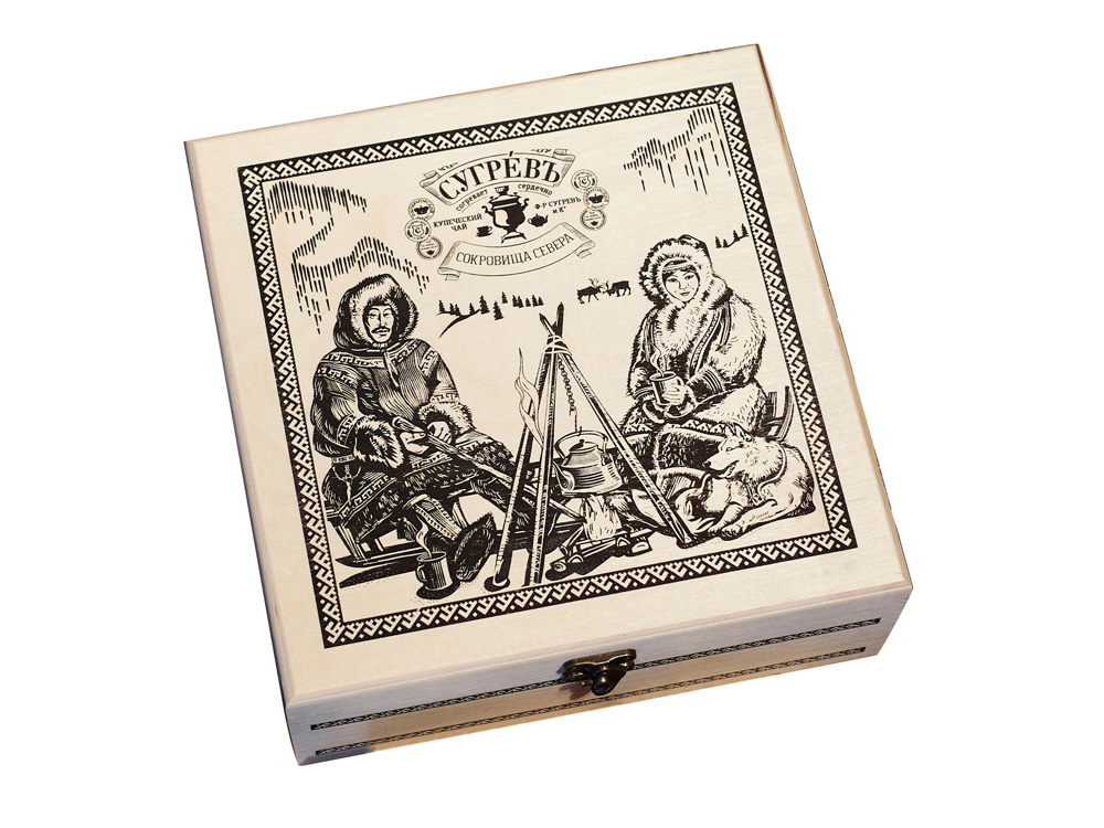 Подарочный набор c чаем Сокровища Севера в деревянной шкатулке-0