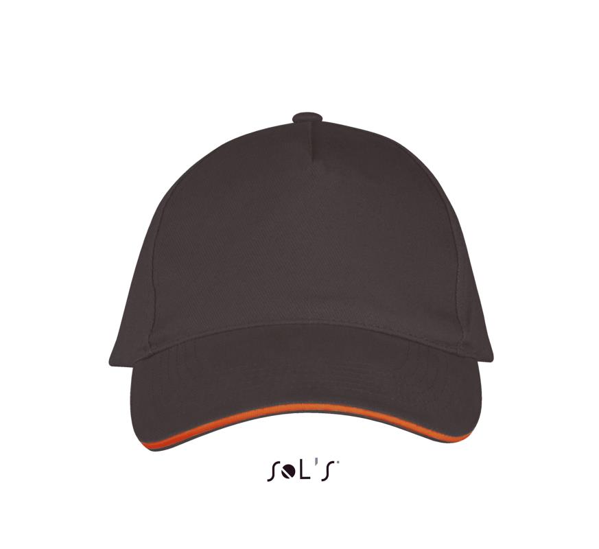 Бейсболка LONG BEACH, Темно-серый/ Оранжевый-0