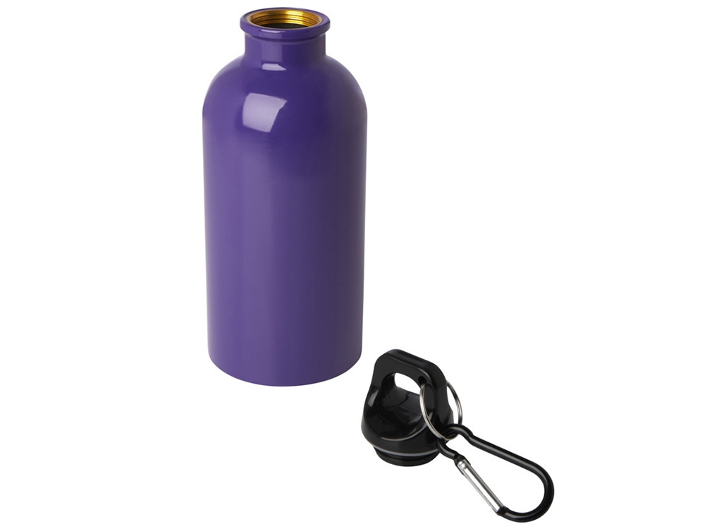 Одностенная бутылка для воды с карабином Oregon, изготовленная из нержавеющей стали, сертифицированной по стандарту RCS, объемом 400 мл - Пурпурный-2