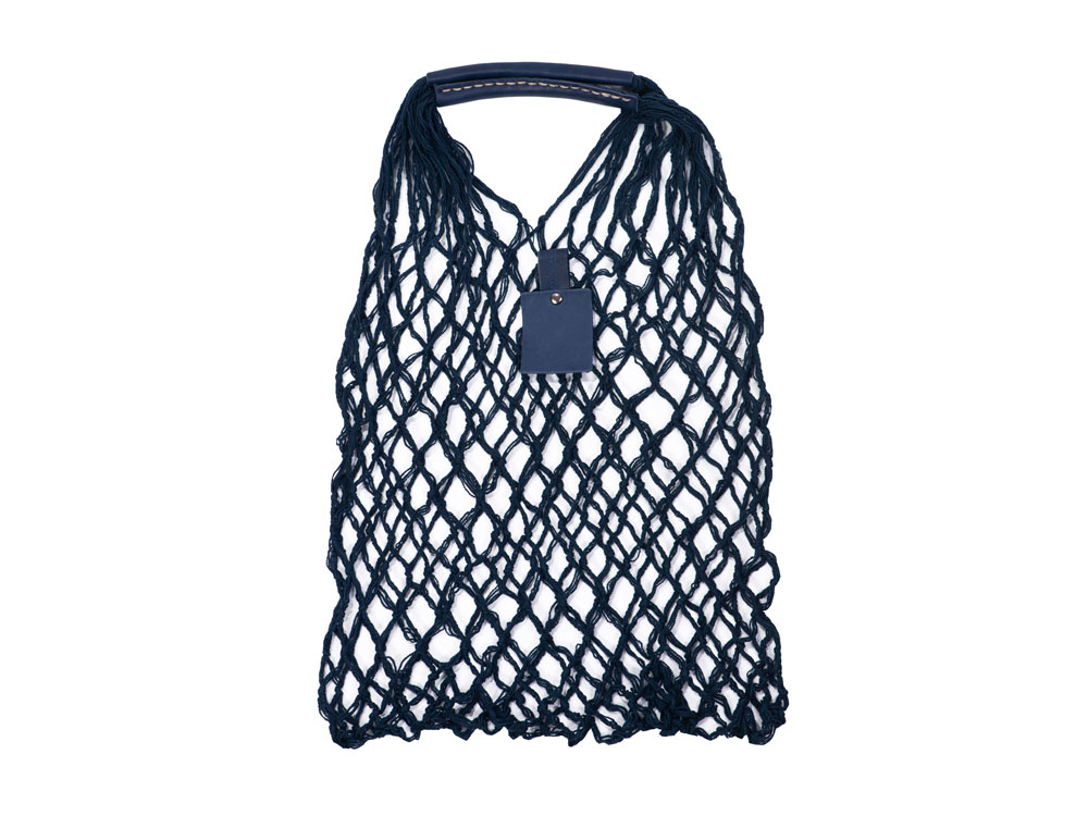 Авоська Dream М old style 15 литров с кожаными ручками, темно-синий-0