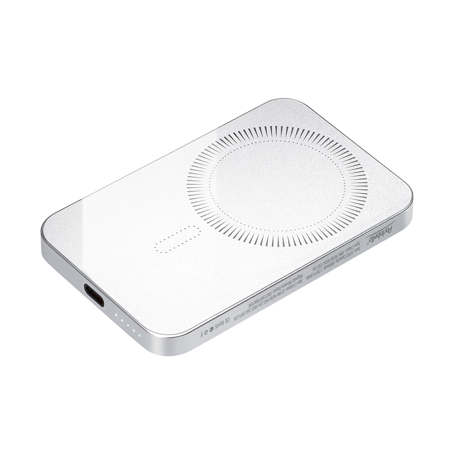 Внешний аккумулятор Artex PD 5000mAh с функцией беспроводной зарядки 15W, серебряный-0