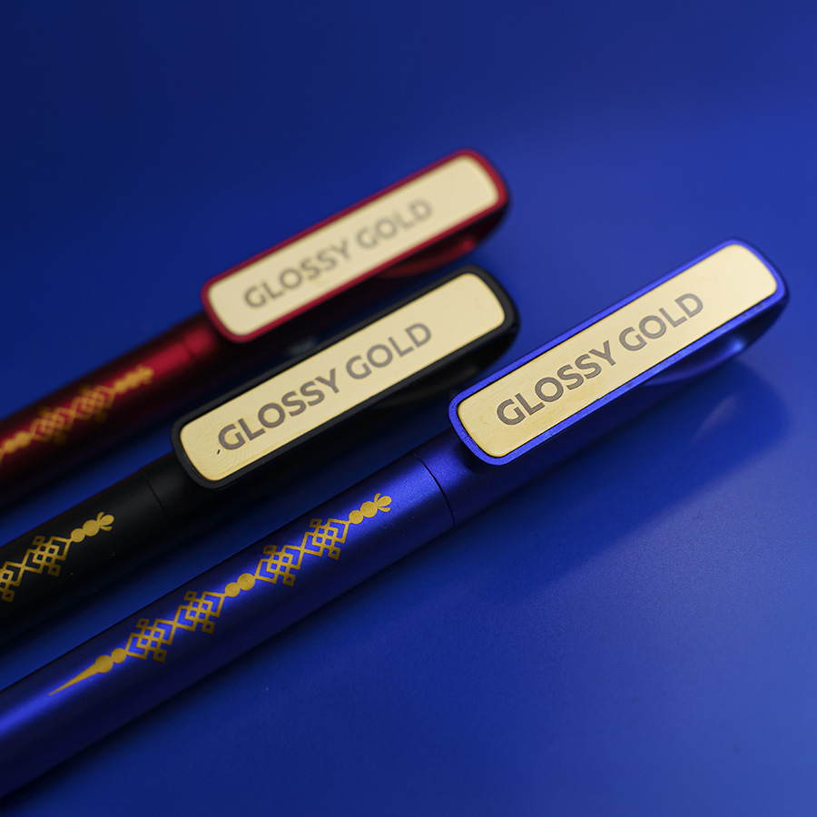 Ручка шариковая GLOSSY GOLD, красный, золотистый-7