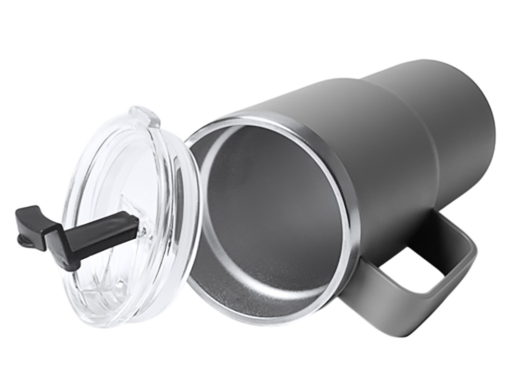 Термокружка Кенчер с двойными стенками из нержавеющей стали 304 и полипропилена, серый-1