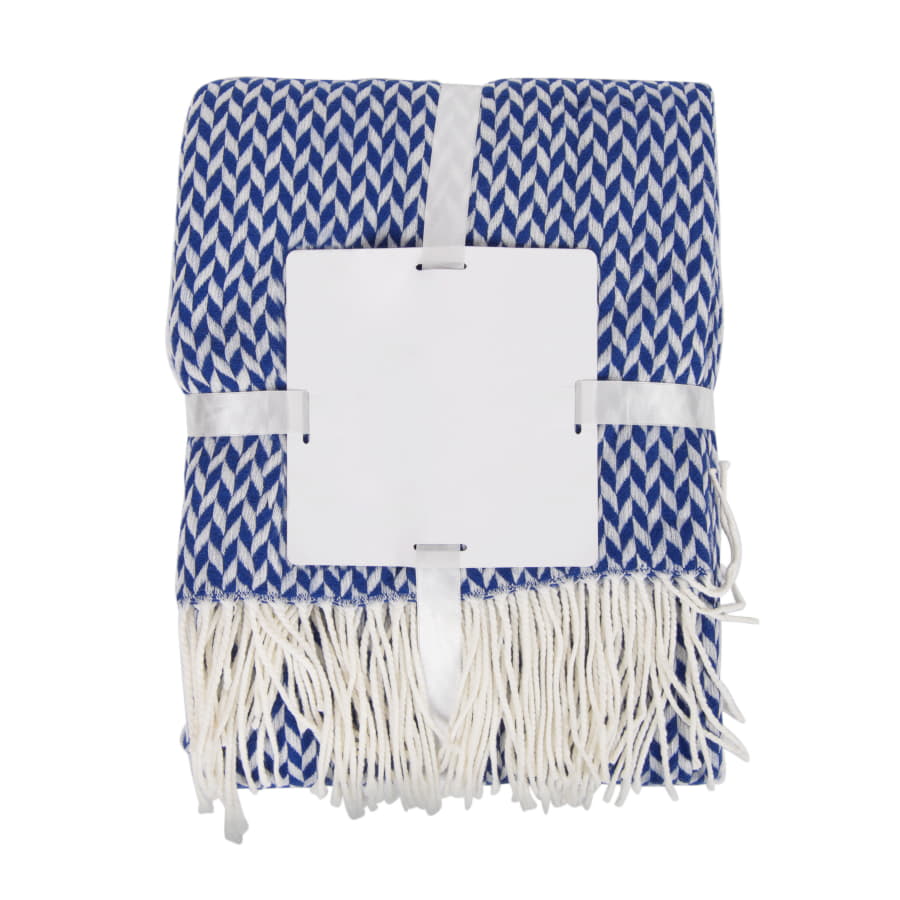 Плед VILLAGE, 130х150 см, акрил 220гр/м2, белый, синий-4