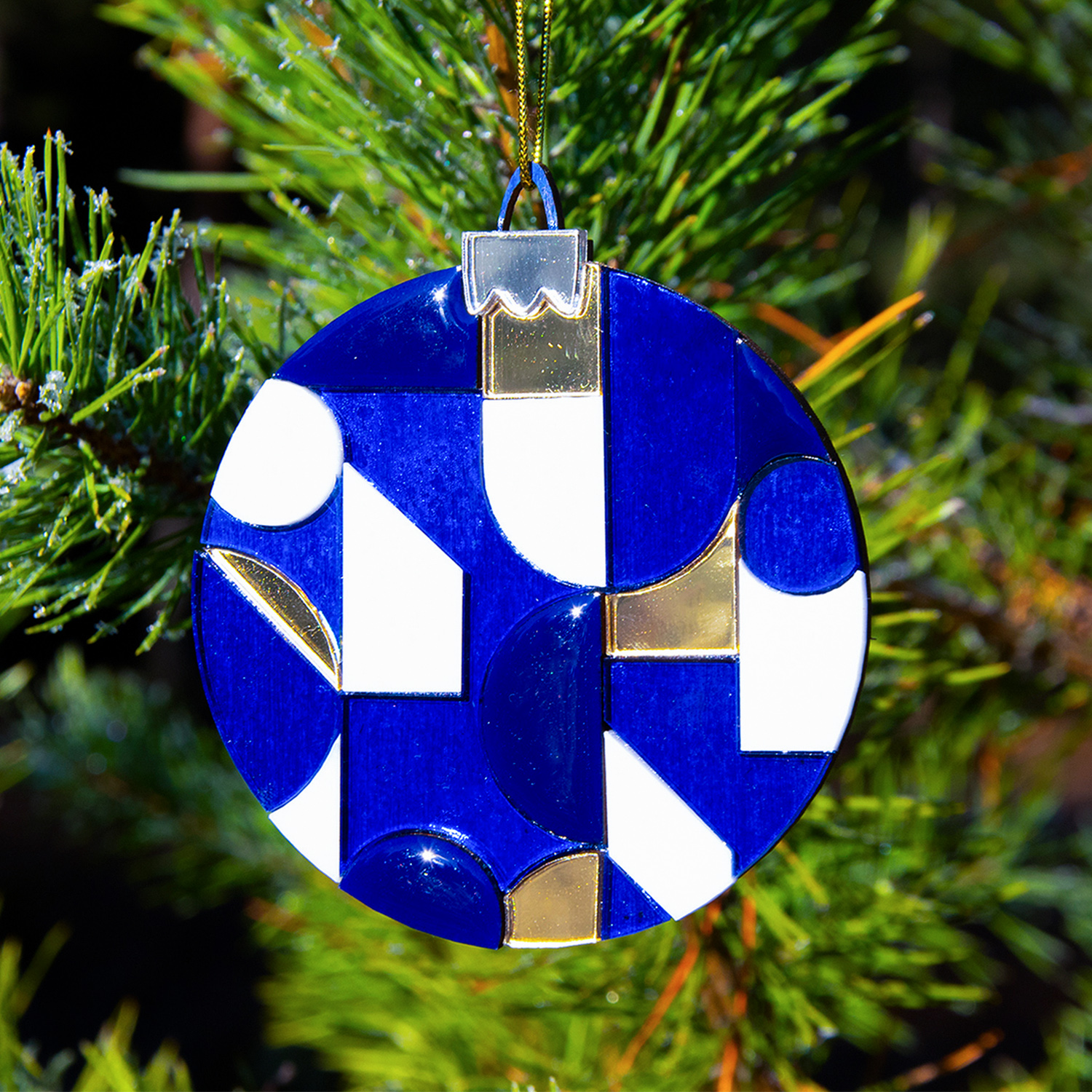 Ёлочное украшение Хундертвассер, коллекция ARTS`ME (синий с белым и с золотом)-4