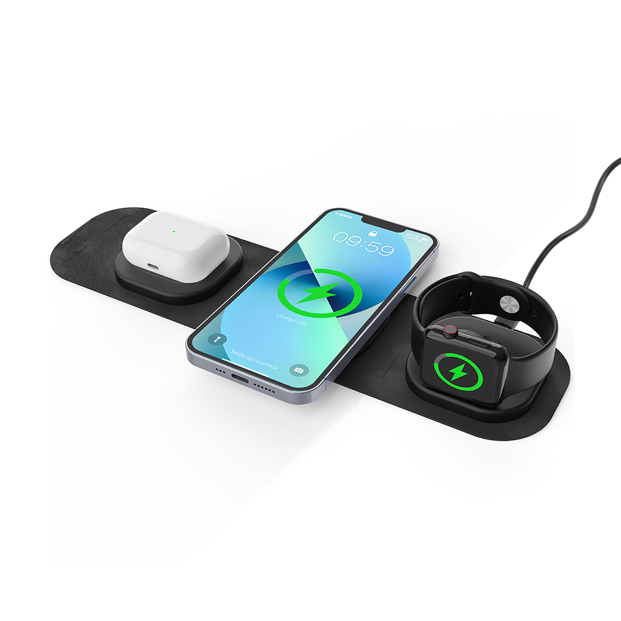 Складная беспроводная (15W) зарядная станция "Magic Case" с MagSafe для смартфона, часов и наушников-3