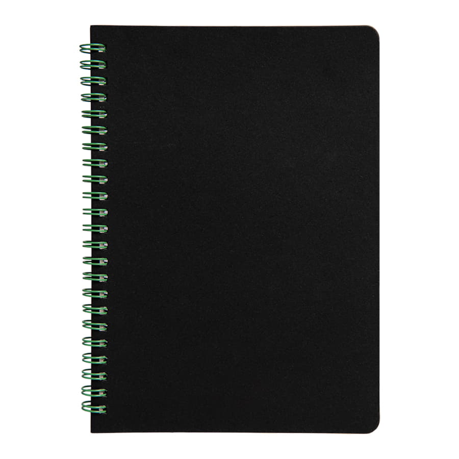 Блокнот на двойной пружине HELIX, 143 х 205 мм, черный с зелёным, блок в линейку, черный, зеленый-1