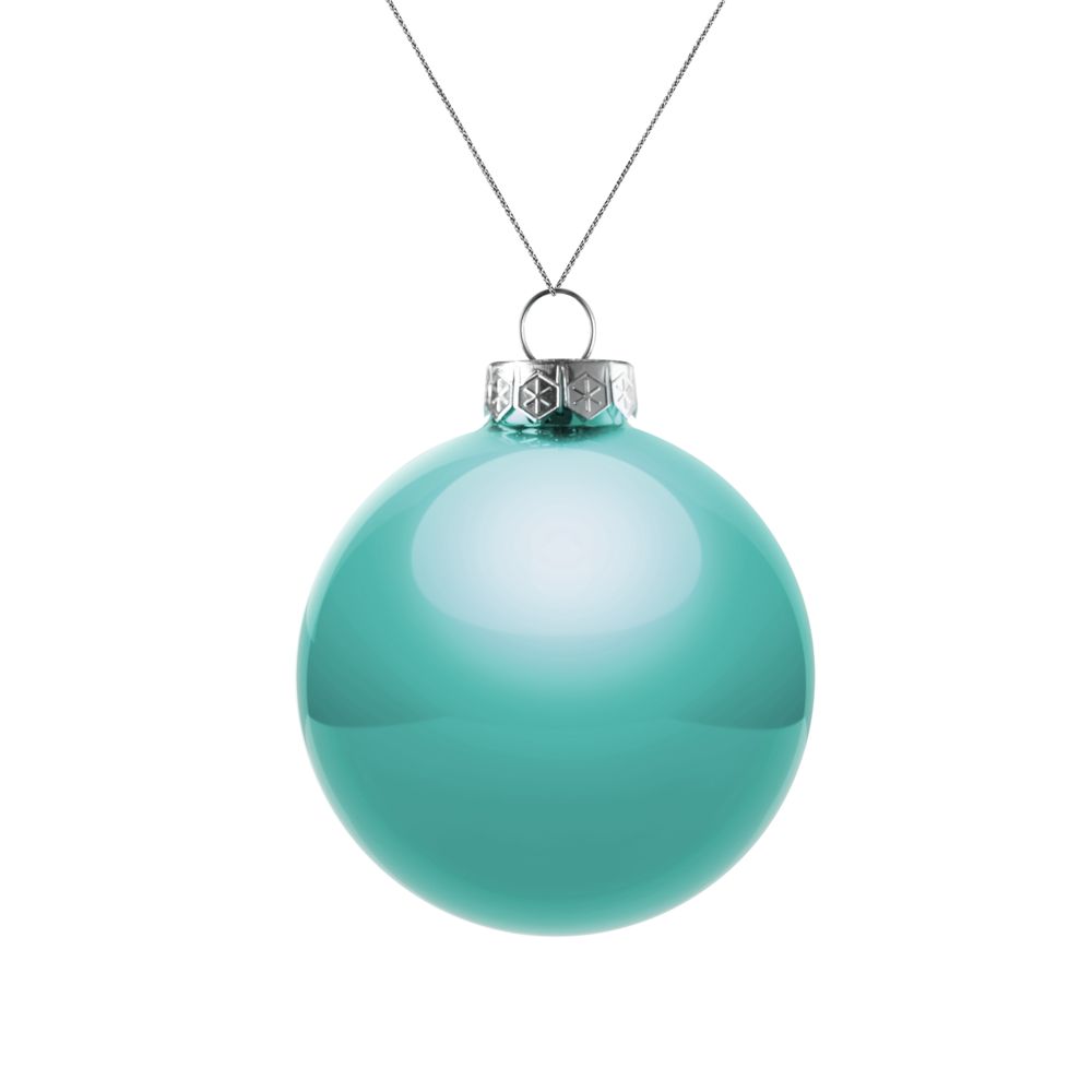 Елочный шар Finery Gloss, 8 см, глянцевый бирюзовый-0