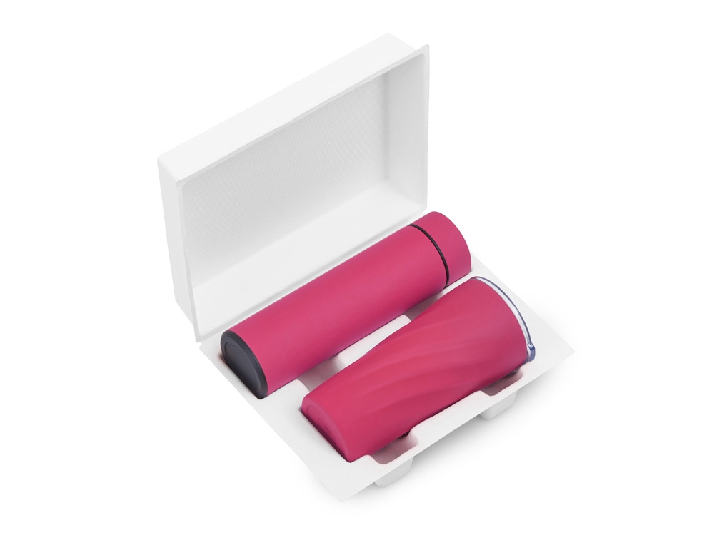 Подарочный набор FAMILY с термосом и термокружкой, розовый-1