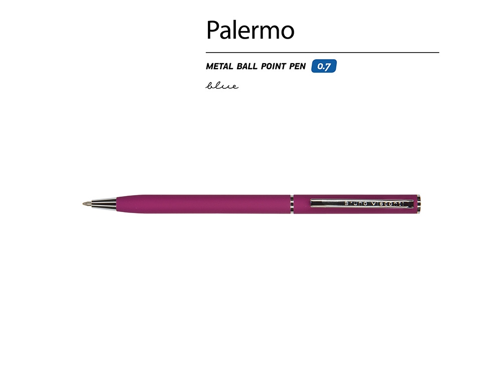 Ручка шариковая автоматическая BrunoVisconti® PALERMO цвет корпуса бордовый, soft-touch, 0.7 мм-1