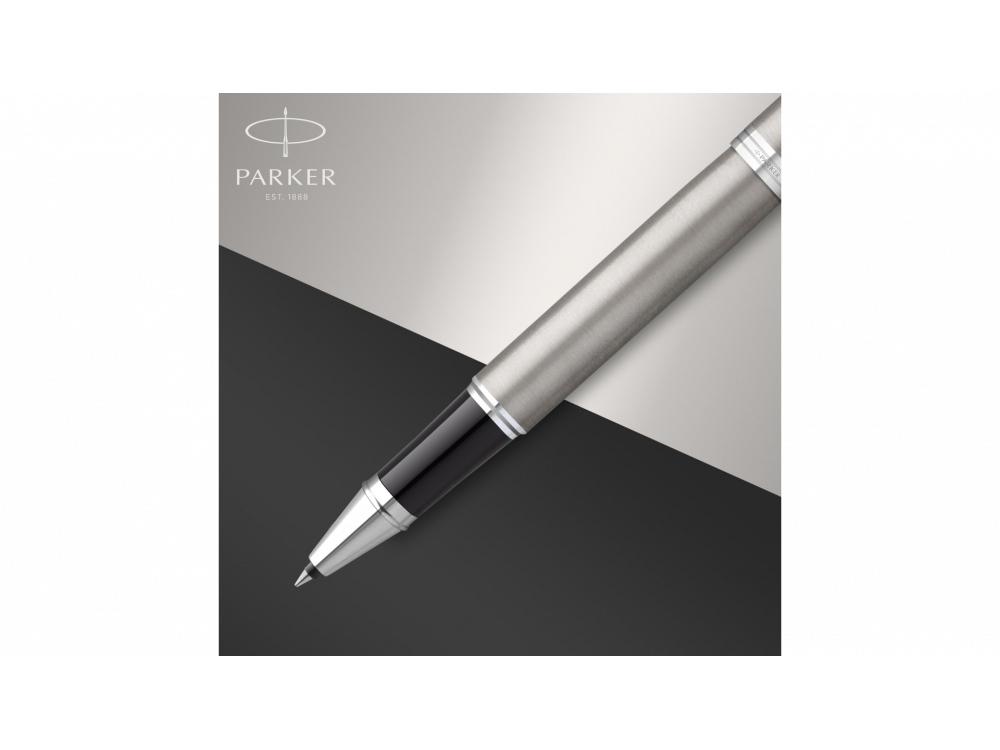 Ручка-роллер Parker IM Stainless Steel CT, стержень: F, цвет чернил: black, в подарочной упаковке-5