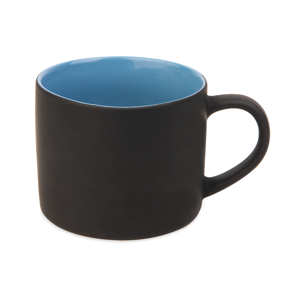 Кружка YASNA с покрытием SOFT-TOUCH, черный с голубым, 310 мл, фарфор, черный, голубой-0