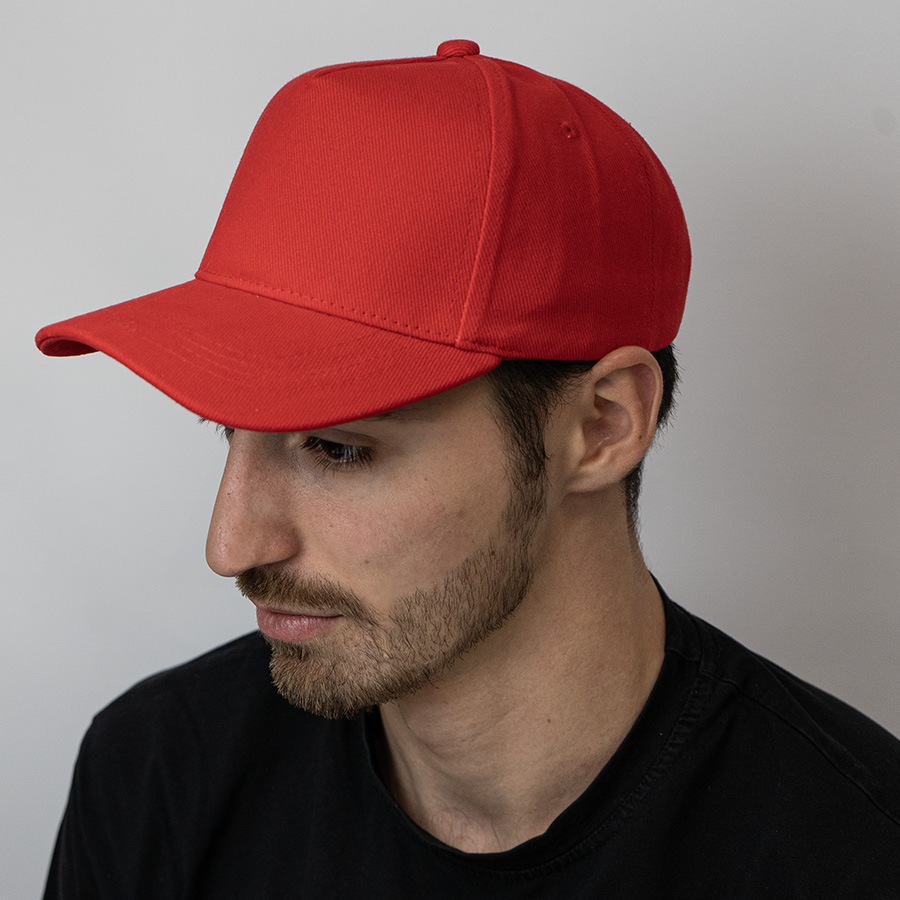 Бейсболка BOSTON, 5 клиньев, металлическая застежка, ярко-красный-1