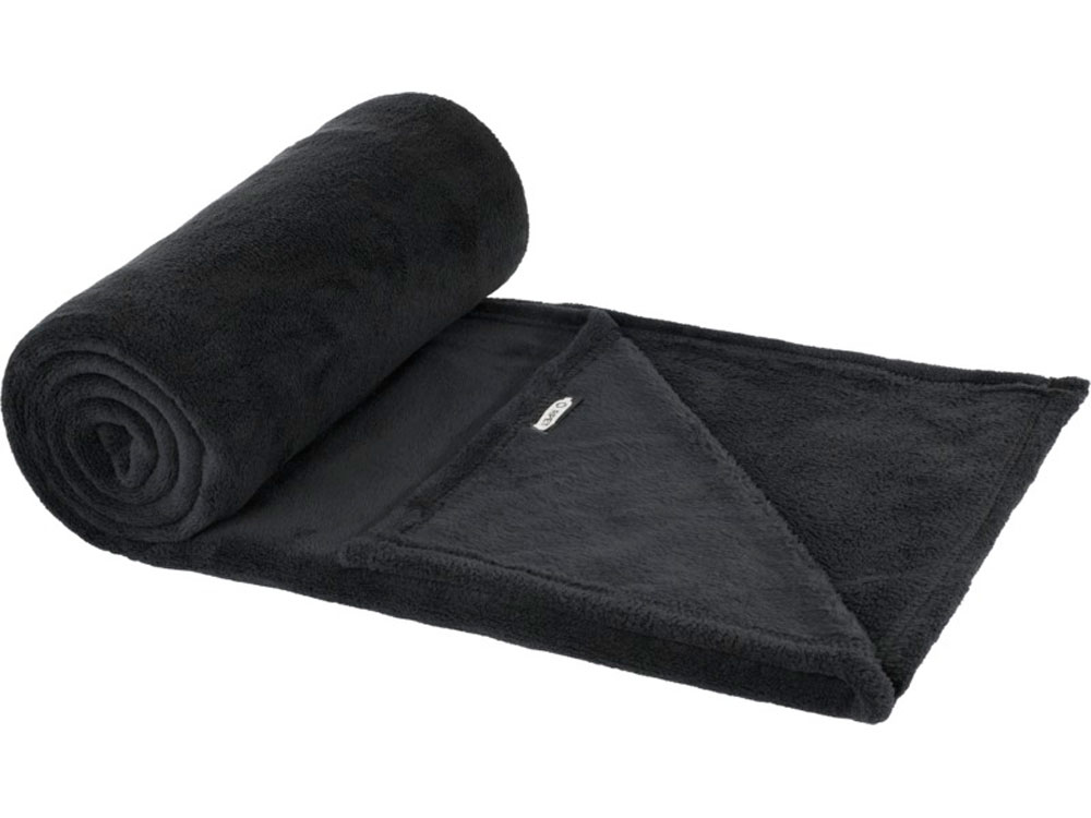 Плед Lily из синтетического трикотажного полотна из вторичного ПЭТ, черный-2