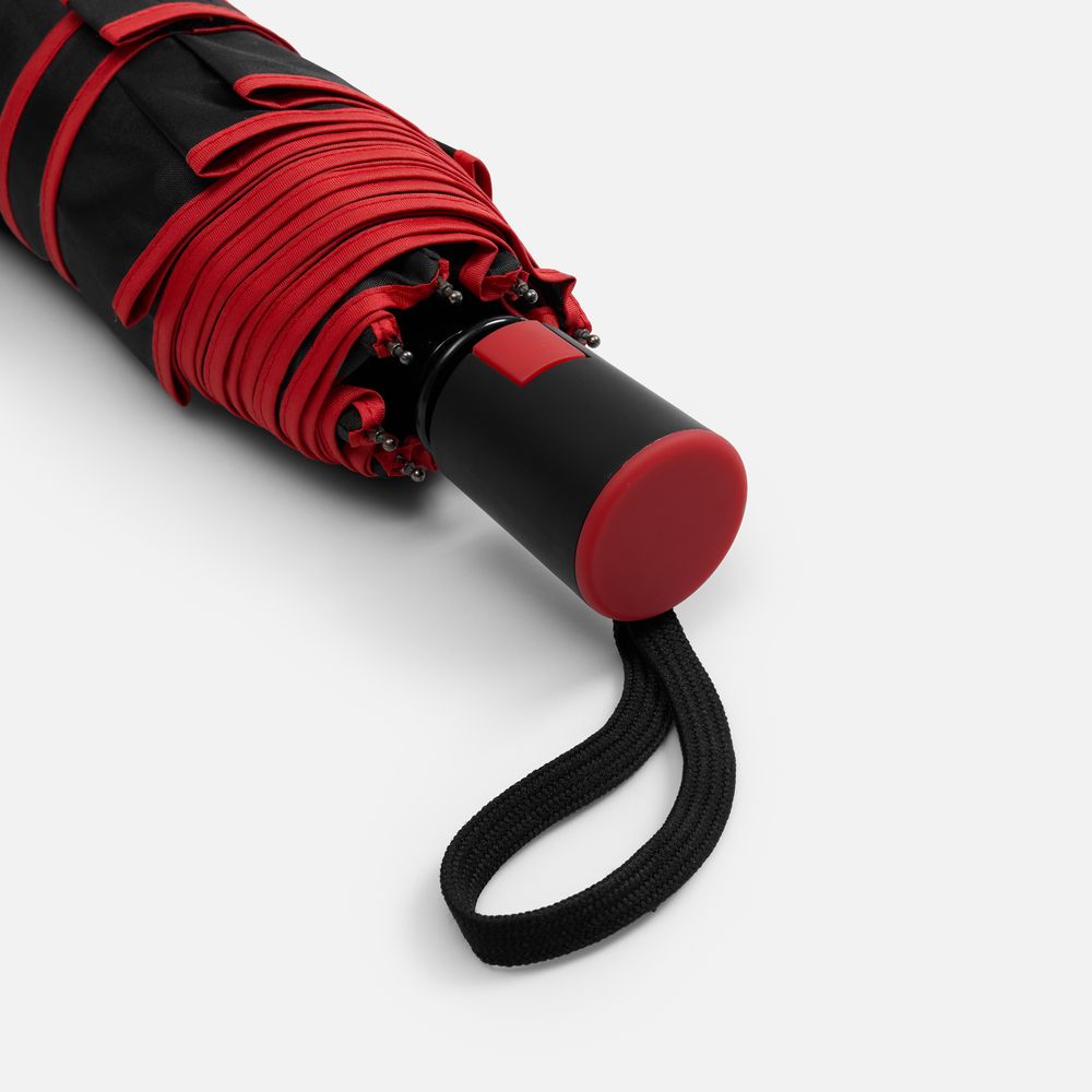 Зонт складной Edgeline, черный с красным-2