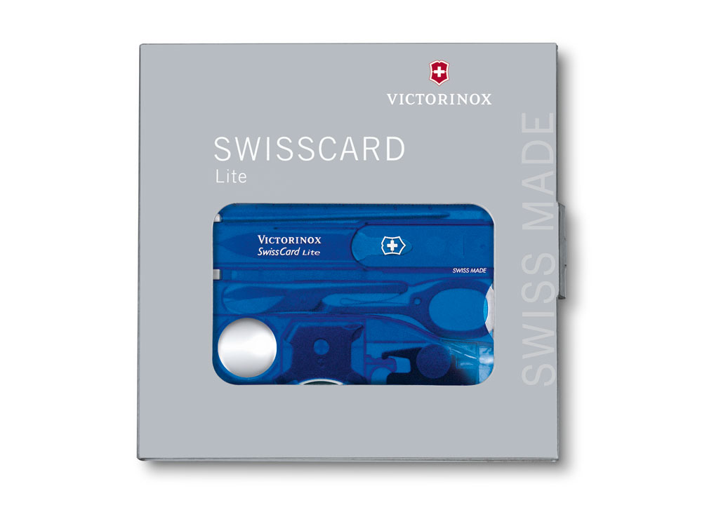 Швейцарская карточка VICTORINOX SwissCard Lite, 13 функций, полупрозрачная синяя-1