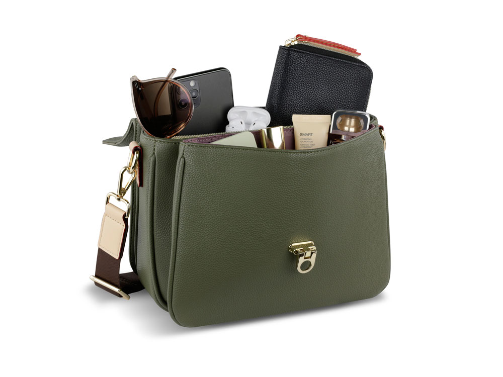 Сумка женская BUGATTI Ella, оливковая, полиуретан, 29х10х22 см-4