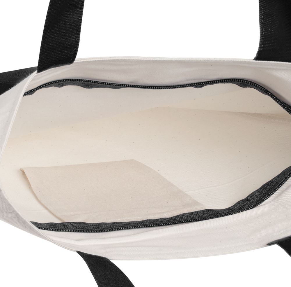 Сумка для покупок на молнии Shopaholic Zip, неокрашенная с черным-2