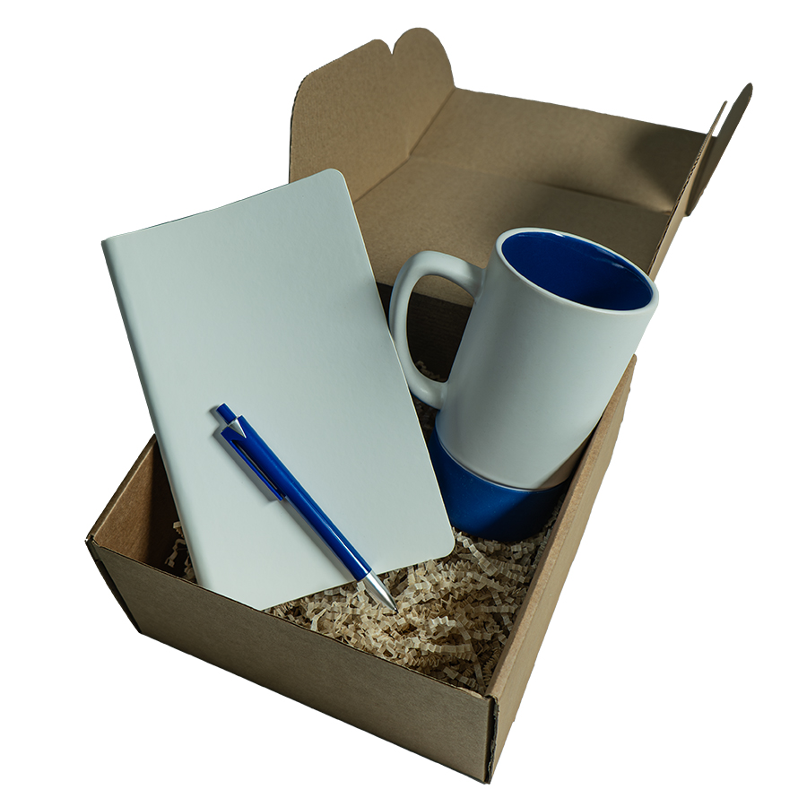 Набор подарочный ARTKITS: ежедневник, ручка, кружка с цветным дном, стружка, коробка, синий, синий-2