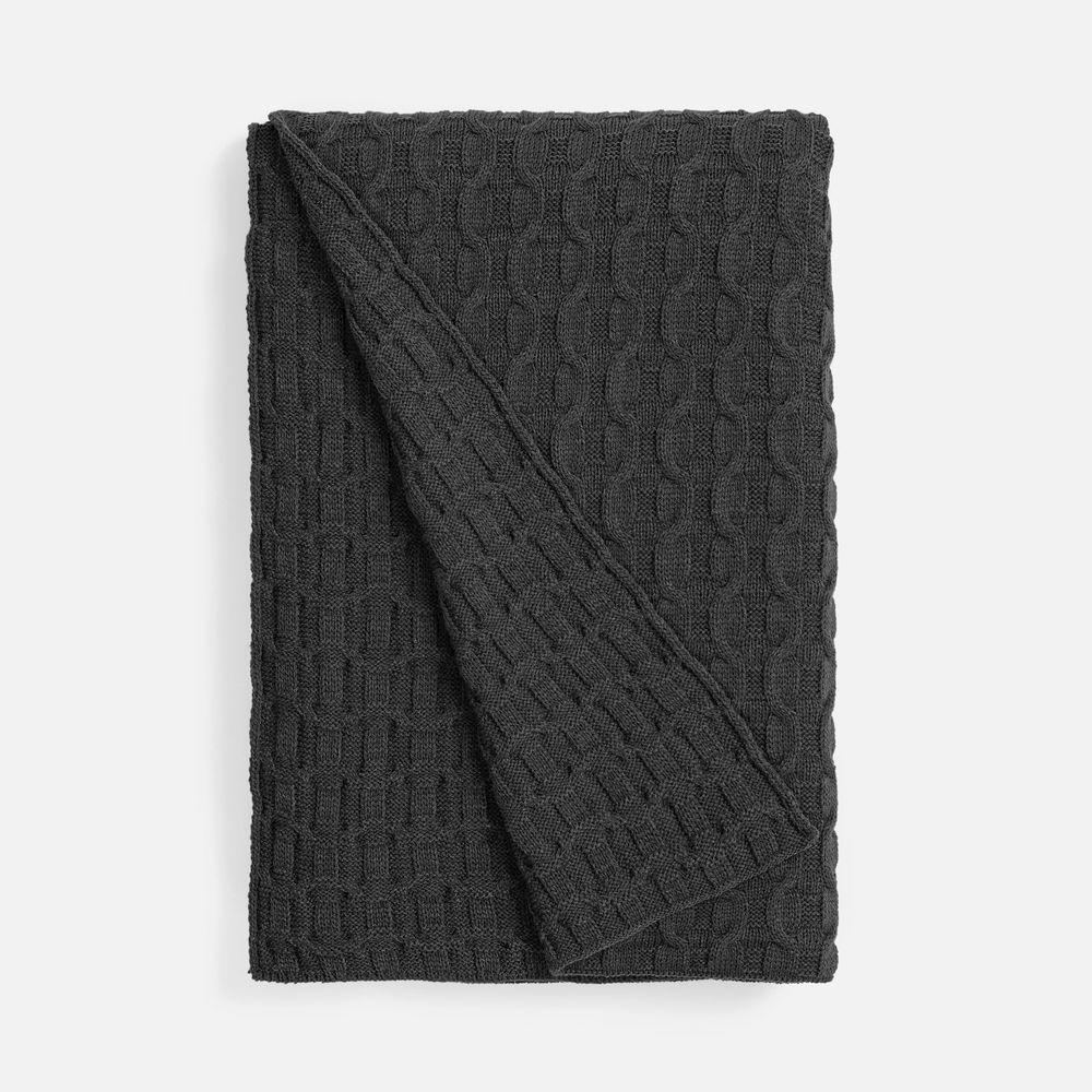 Плед Braidera, темно-серый меланж (асфальт)-0