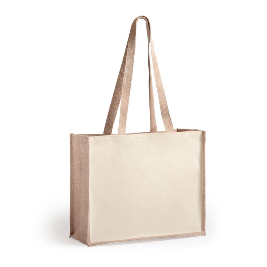 Большая сумка для покупок ROTIN из джута и хлопка, бежевый-0