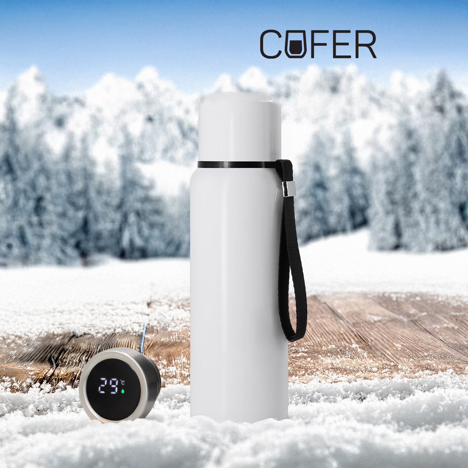 Термос S-travel New с датчиком температуры 600 мл. (белый)-0