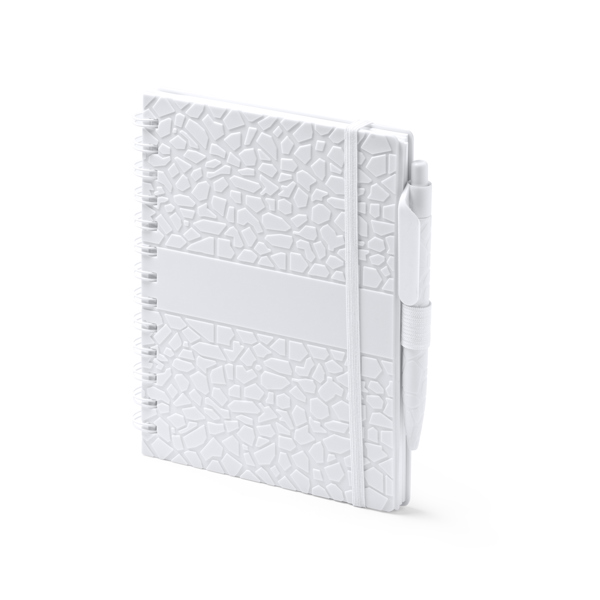 Блокнот А5 DURAN в твёрдом переплёте с ручкой, Белый-0